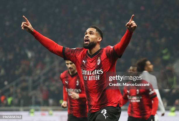 Ruben Loftus-Cheek of AC Milan celebrates scoring his team's second goal during the Serie A TIM match between AC Milan and Bologna FC - Serie A TIM...