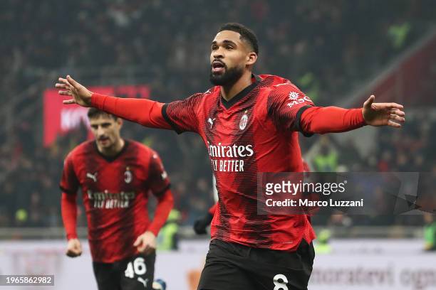 Ruben Loftus-Cheek of AC Milan celebrates scoring his team's second goal during the Serie A TIM match between AC Milan and Bologna FC - Serie A TIM...