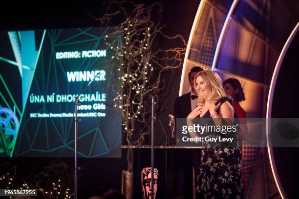 Una Ni Dhonghaile - Editing: Fiction - Three Girls, British Academy Television Craft Awards.Date: Sunday 22 April 2018.Venue: The Brewery, Chiswell...