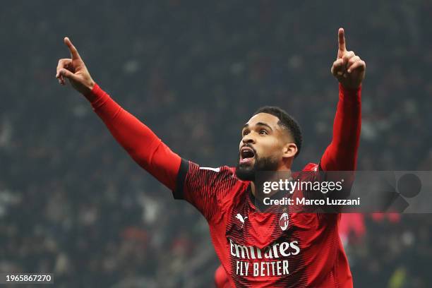 Ruben Loftus-Cheek of AC Milan celebrates scoring his team's second goal during the Serie A TIM match between AC Milan and Bologna FC - Serie A TIM...