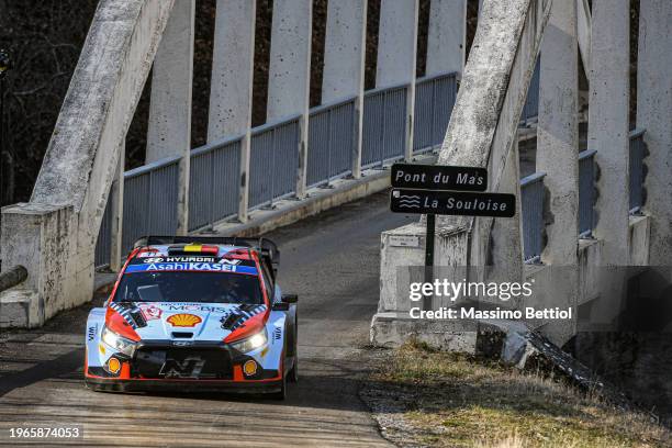 Thierry Neuville of Belgium and Martijn Wydaeghe of Belgium are competing with their Hyundai Shell Mobis WRT Hyundai i20 N Rally1 Hybrid during Day...