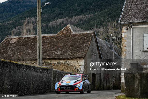 Thierry Neuville of Belgium and Martijn Wydaeghe of Belgium are competing with their Hyundai Shell Mobis WRT Hyundai i20 N Rally1 Hybrid during Day...