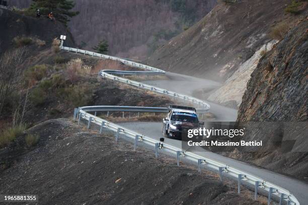 Takamoto Katsuta of Japan and Aaron Johnston of Ireland are competing with their Toyota Gazoo Racing WRT Toyota GR Yaris Rally1 Hybrid during Day...