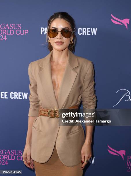 Camila Coelho attends the 2024 Pegasus World Cup Presented By Baccarat at Gulfstream Park on January 27, 2024 in Hallandale, Florida.