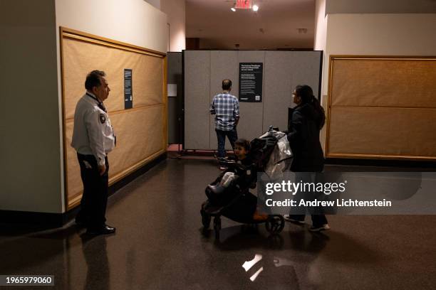 Museum guards redirect visitors on the first day of the closure of the American Museum of Natural History Eastern Woodlands and Great Plains...