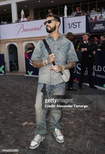 Anuel AA attends the 2024 Pegasus World Cup Presented By Baccarat at Gulfstream Park on January 27, 2024 in Hallandale, Florida.