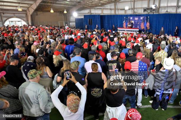 Republican presidential candidate and former U.S. President Donald Trump speaks during a campaign event at Big League Dreams Las Vegas on January 27,...