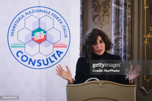 Anna Maria Bernini is attending the Forza Italia Council Economy Forum at Palazzo Visconti in Milan, Italy, on January 28, 2024.