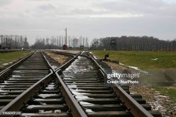 Delegations are touring the Birkenau Camp during the EJA conference in Oswiecim, Poland, on January 23, 2023. The European Jewish Association...