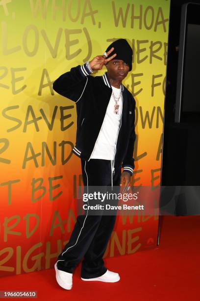 Wizkid attends the UK Premiere of "Bob Marley: One Love" at the BFI IMAX Waterloo on January 30, 2024 in London, England.