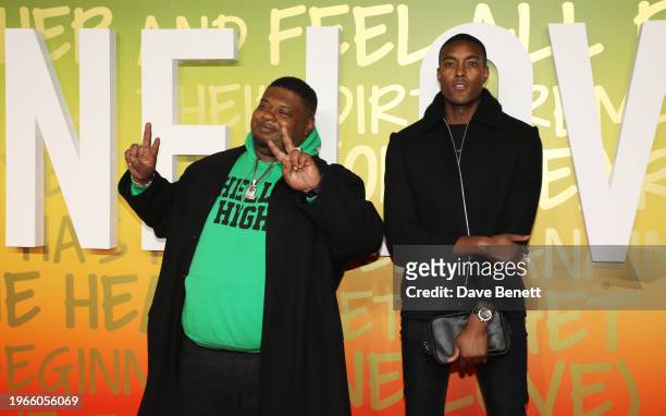 Big Narstie and Stefan Pierre-Tomlin attend the UK Premiere of "Bob Marley: One Love" at the BFI IMAX Waterloo on January 30, 2024 in London, England.