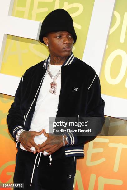 Wizkid attends the UK Premiere of "Bob Marley: One Love" at the BFI IMAX Waterloo on January 30, 2024 in London, England.