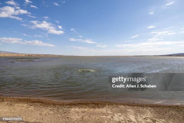 Lancaster, CA Water creates a bubbling current during the opening of the new High Desert Water Bank, where Metropolitan Water District is starting to...