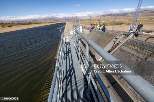 Lancaster, CA A view of the new turnout facility from the California Aqueduct during the opening of the new High Desert Water Bank, where...