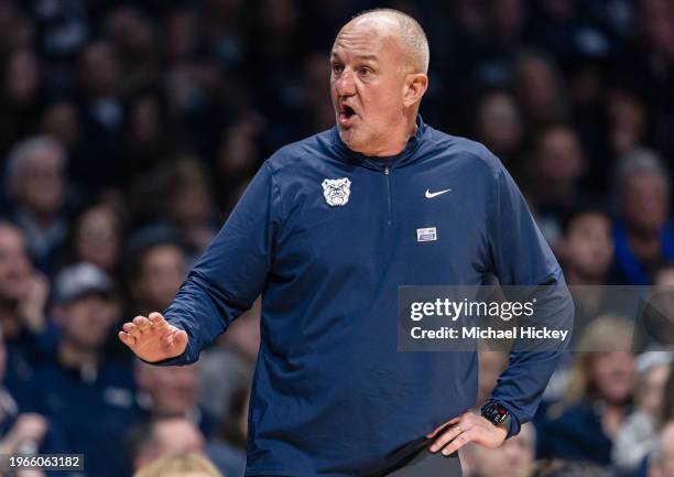 Head coach Thad Matta of the Butler Bulldogs is seen during the game against the Villanova Wildcats at Hinkle Fieldhouse on January 27, 2024 in...