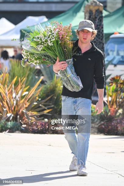 Jeremy Allen White seen at the Farmers Market on January 28, 2024 in Studio City, California.