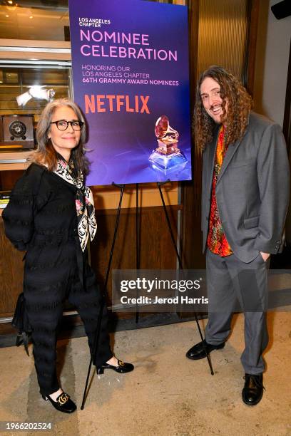 Nina Yankovic and "Weird Al" Yankovic attend Los Angeles Chapter Nominee Celebration 2024 at NeueHouse Los Angeles on January 27, 2024 in Hollywood,...