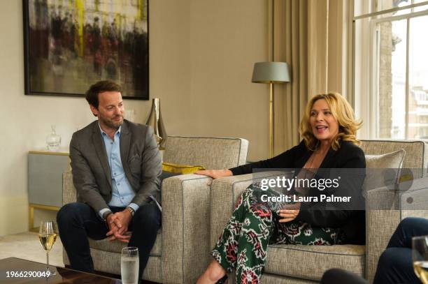 Russell Thomas & Kim Cattrall, Breakthrough Brits Lunch .Date: Wednesday 31 May 2017.Venue: Infinity Suite at The Langham, London.-.Area: Drinks...