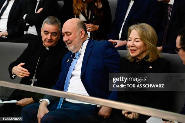 Archbishop Nikola Eterovic, Israels ambassador to Germany Ron Prosor and US ambassador to Germany Amy Gutmann attend a ceremony to commemmorate...