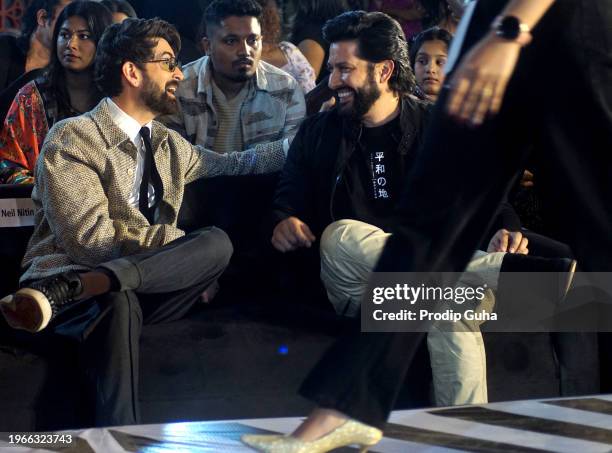 Neil Nitin Mukesh and Aftab Shivdasani attend the grand beauty pageant Aluva Miss and Mrs. Indian Supermodel fashion runway on January 27, 2024 in...