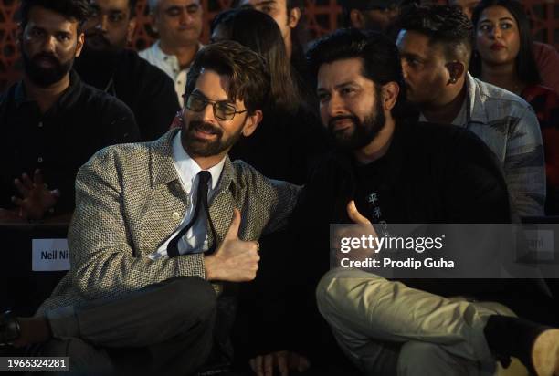 Neil Nitin Mukesh and Aftab Shivdasani attend the grand beauty pageant Aluva Miss and Mrs. Indian Supermodel fashion runway on January 27, 2024 in...