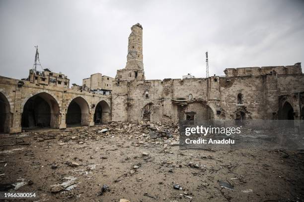 View of the destroyed Great Mosque of Omar, also known as Great Mosque of Gaza, after the Israeli attacks started on Oct. 7 in Gaza City, Gaza on...