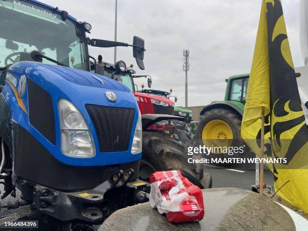 Picture shows a farmer protest action in Aalter at the E40 highway, Wednesday 31 January 2024. Farmers protests across Europe are growing as they...