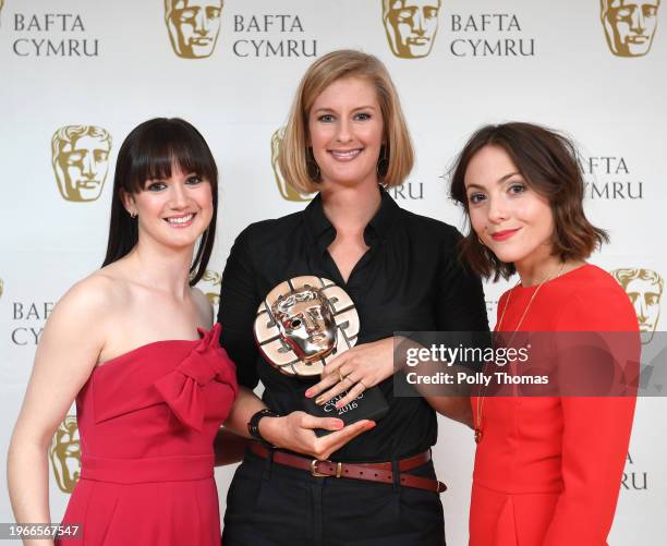 Sara Gregory and Catrin Stewart with Clare Sturges winner of Short Film award for My Brief Eternity: Ar Awyr Le - Brightest Films