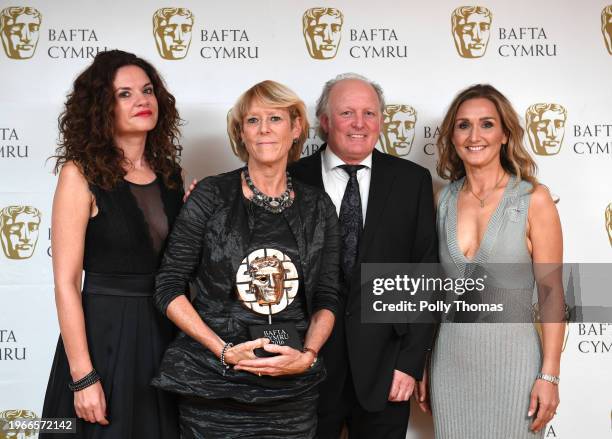 Lowri Morgan and Ffion Dafis with Karen Voisey and Jon Rees winners Current Affairs Award for Life After April - BBC Wales