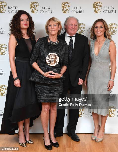 Lowri Morgan and Ffion Dafis with Karen Voisey and Jon Rees winners Current Affairs Award for Life After April - BBC Wales