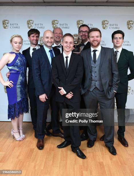 Alexa Davies and Jacob Ifan with Bang Post Production winners of Sound Award for Mr Calzaghe - Western Edge Pictures, Gennaker Group