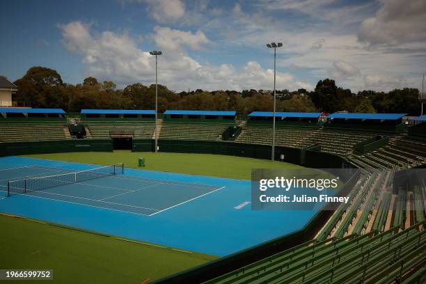 View of Kooyong Lawn Tennis Club on January 26, 2024 in Melbourne, Australia.