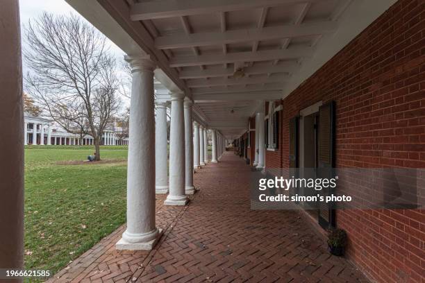university of virginia campus lawns and buildings - ivy league university stock pictures, royalty-free photos & images