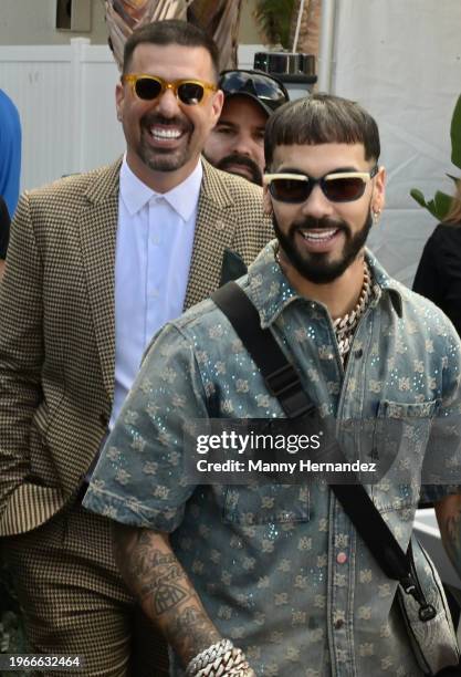 Kirk Taboada and Anuel AA attend Pegasus World Cup 2024 at Gulfstream Park on January 27, 2024 in Hallandale, Florida.