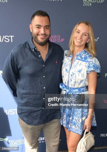 Sheikh Fahad Al-Thani and Liza Hendricks at Pegasus World Cup 2024 at Gulfstream Park on January 27, 2024 in Hallandale, Florida.