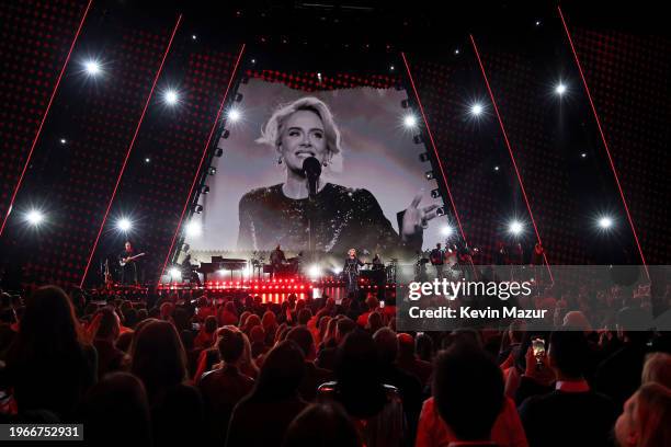 Adele performs onstage during "Weekends with Adele" at The Colosseum at Caesars Palace on January 26, 2024 in Las Vegas, Nevada.