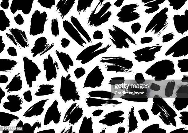 seamless black grunge vector paint brush strokes background - brushing stock illustrations