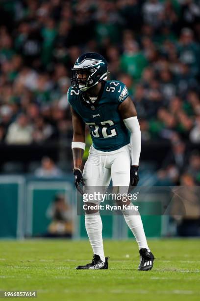 Zach Cunningham of the Philadelphia Eagles defends in coverage during an NFL football game against the Dallas Cowboys at Lincoln Financial Field on...