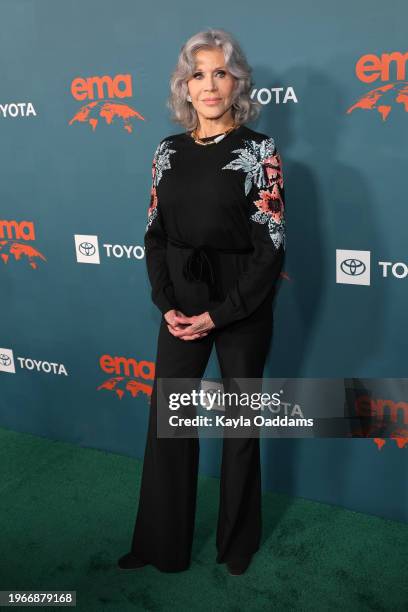 Jane Fonda arrives at the 2024 Environmental Media Association Awards Gala at Sunset Las Palmas Studios on January 27, 2024 in Los Angeles,...