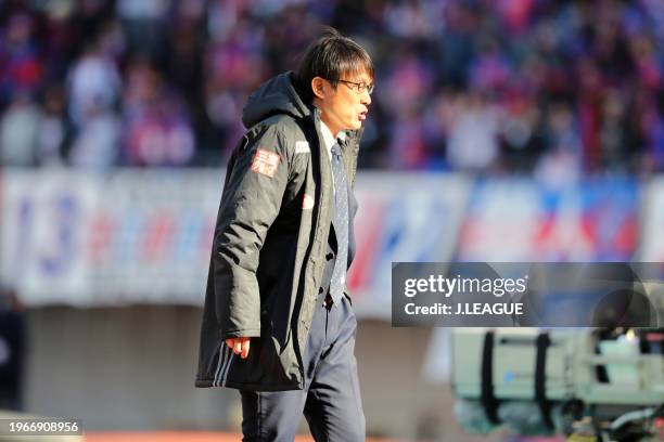 Head coach Fumitake Miura during the J.League J1 match between Albirex Niigata and FC Tokyo at Denka Big Swan Stadium on April 22, 2017 in Niigata,...