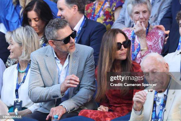 Eric Bana looks on ahead of the Men's Singles Final match between Jannik Sinner of Italy and Daniil Medvedev during the 2024 Australian Open at...