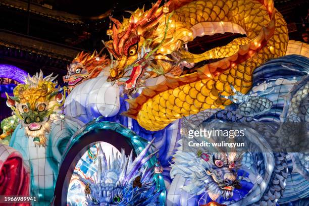 dragon lantern, yuyuan garden lantern festival 2024 - shanghaiface stock pictures, royalty-free photos & images