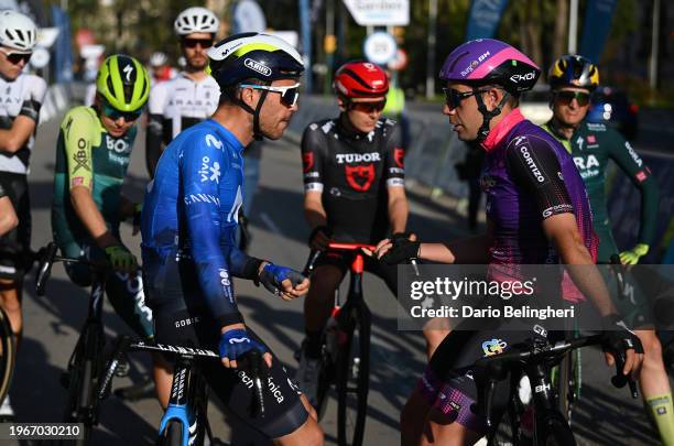 Albert Torres of Spain and Movistar Team and Sebastian Mora of Spain and Team Burgos - BH prior to the 33rd Challenge Ciclista Mallorca 2024 - Trofeo...