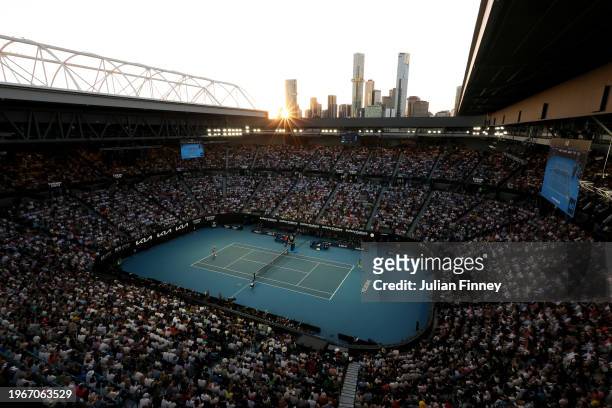 General view of Rod Laver Arena during the Men's Singles Final match between Jannik Sinner of Italy and Daniil Medvedev during the 2024 Australian...