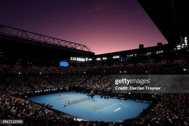 General view of Rod Laver Arena during the Men's Singles Final match between Jannik Sinner of Italy and Daniil Medvedev during the 2024 Australian...