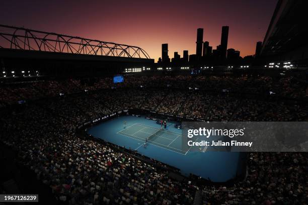 General view of Rod Laver Arena during the Men's Singles Final match between Jannik Sinner of Italy and Daniil Medvedev during the 2024 Australian...