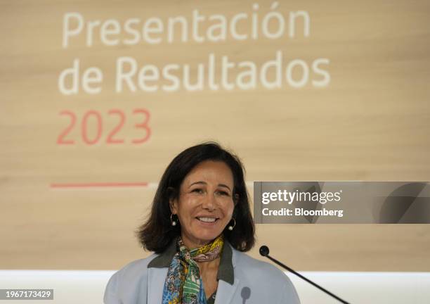 Ana Botin, chairman of Banco Santander SA, during a full year earnings news conference in Boadilla del Monte, Spain, on Wednesday, Jan. 31, 2024....