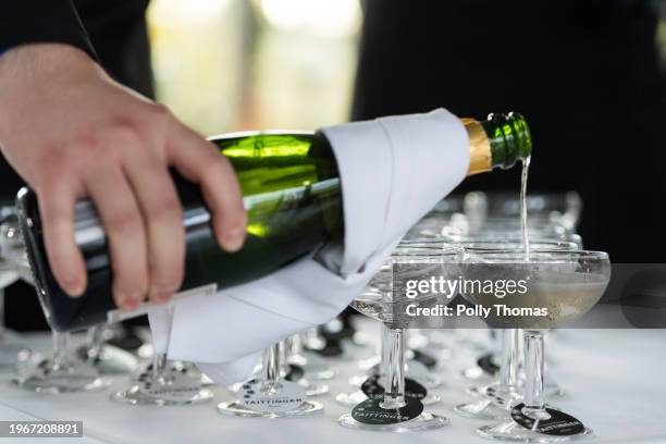 Taittinger champagne being poured, Their Finest Welsh film premiere - Cardiff, 18th April 2017