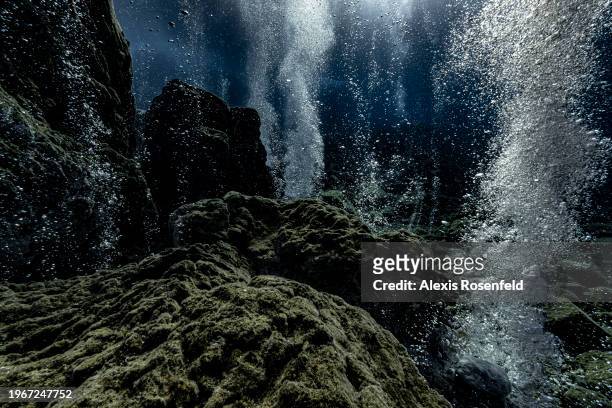Observation of a gas eruption from the underwater crater of the Panarea volcanic island on September 8 in the Aeolian islands archipelago,...