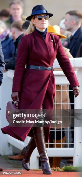 Zara Tindall attends Festival Trials Day at Cheltenham Racecourse on January 27, 2024 in Cheltenham, England.